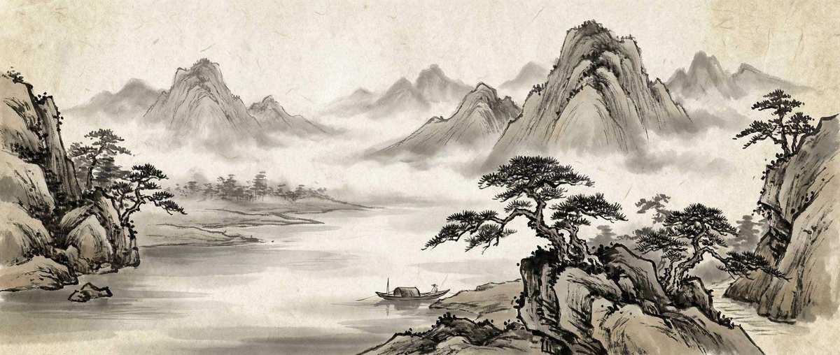 完美体育 - 水墨山水画背景
